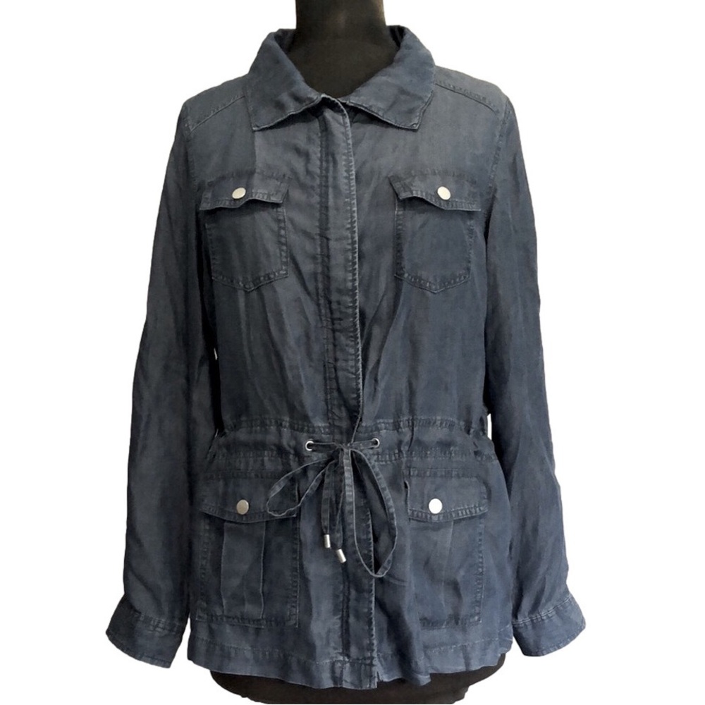 NEW Alia Denim-Look Blue Utility Jacket, Size 10